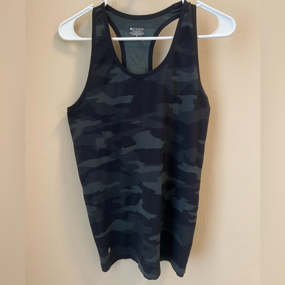Athleta Tank Top Blk/Grey Camo M